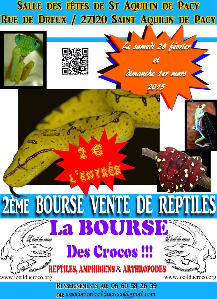 2 ème Bourse-Vente de Reptiles à Saint-Aquilin de Pacy (27120), du samedi 28 février au dimanche 1 er mars 2015