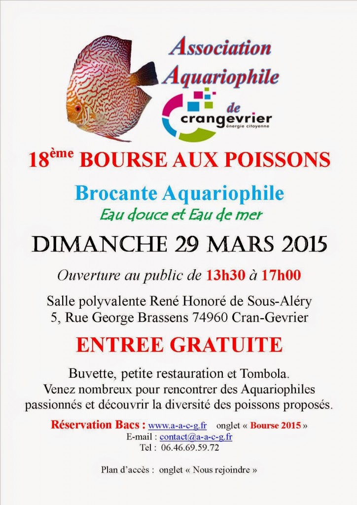 18 ème Bourse aux poissons à Cran Gevrier (74), le dimanche 29 mars 2015