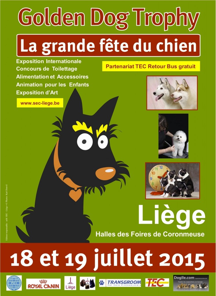 Golden Dog Trophy, La grande Fête du Chien à Liège (Belgique), du samedi 18 au dimanche 19 juillet 2015